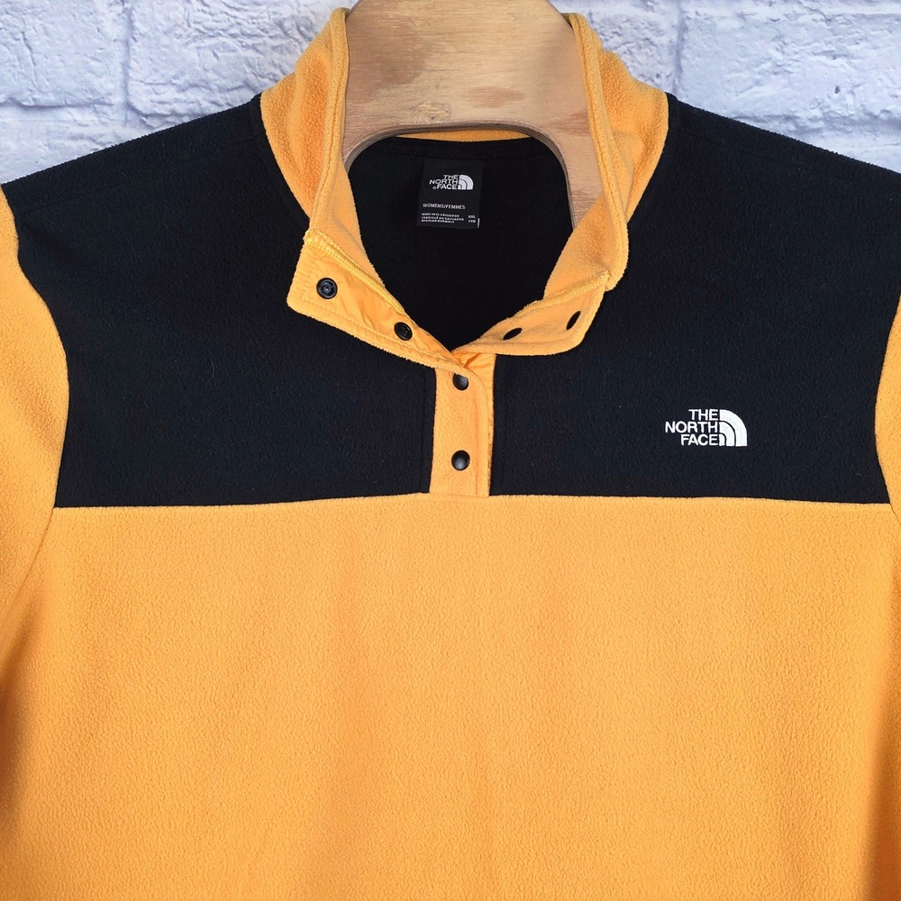 The North Face Women's Snap-Button Fleece Pullover in Yellow and Black